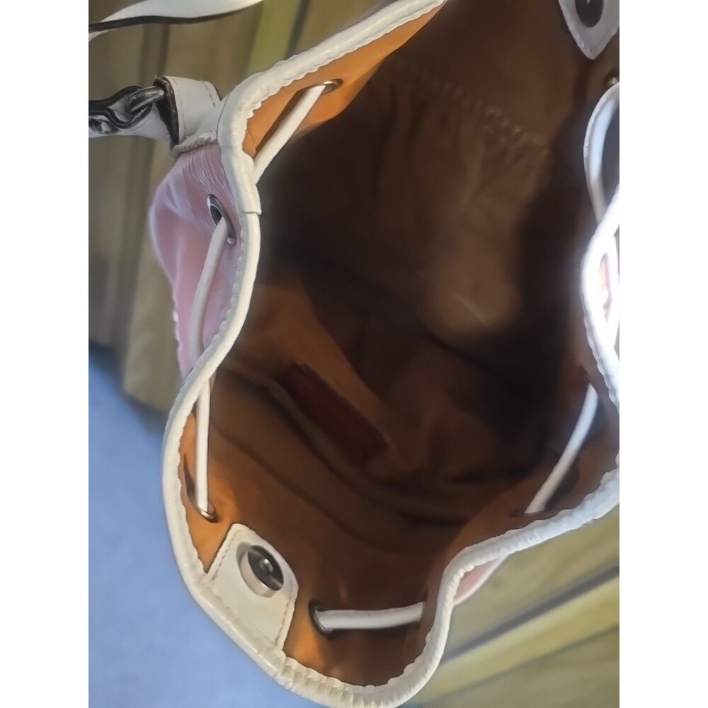 Patricia Nash Brindisi Leather Bucket Bag Pink Aztec Lacing Cinch Crossbody - Picture 12 of 16